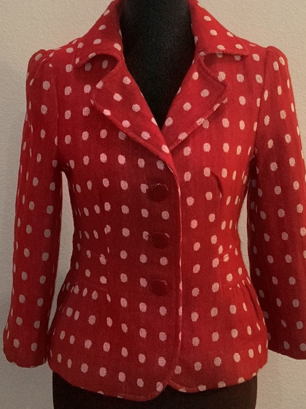 Tulle Red Polka Dot Tailored Blazer